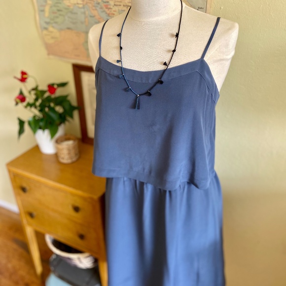 Madewell Slate Blue Silk Overlay Cami Mini - Picture 2 of 5